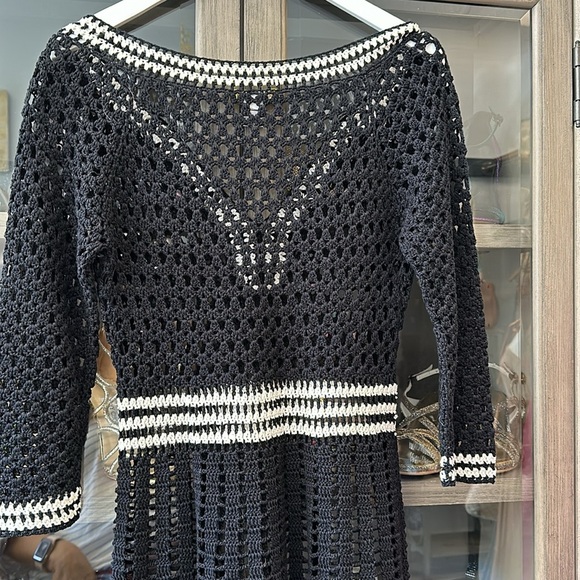 CATHERINE MALAMDRINO Crochet black and white dress size 12 - Picture 6 of 7